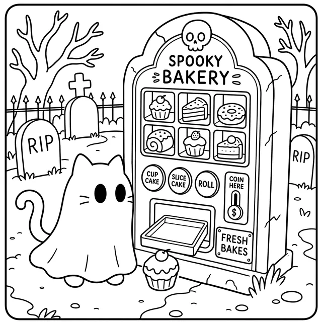 Spooky Bakery Halloween Coloring Book: free sample page 4 of 5