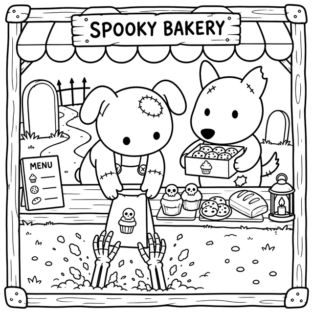 Spooky Bakery Halloween Coloring Book: free sample page 5 of 5
