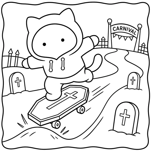 Spooky Carnival Halloween Coloring Book: free sample page 1 of 5