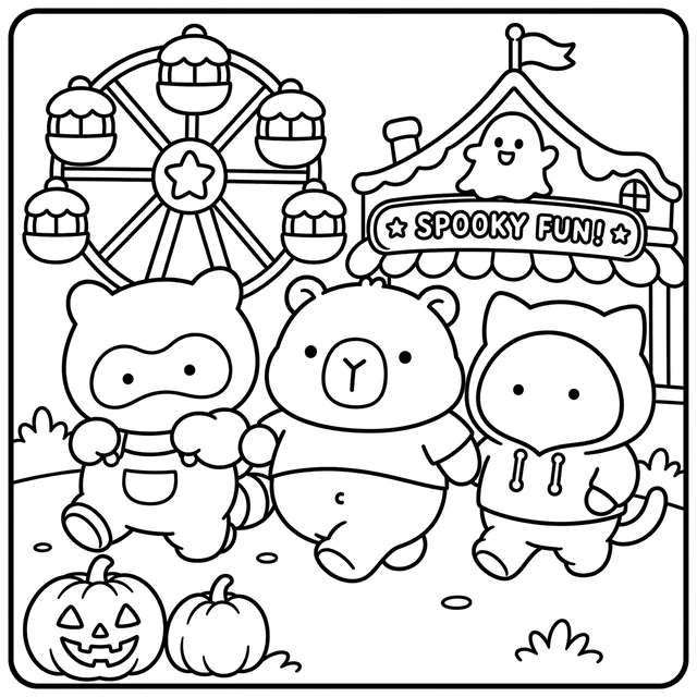 Spooky Carnival Halloween Coloring Book: free sample page 2 of 5