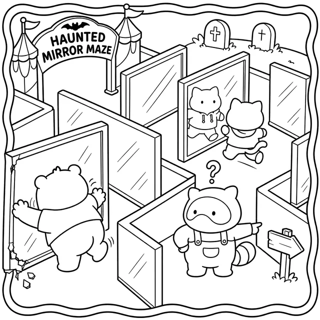 Spooky Carnival Halloween Coloring Book: free sample page 4 of 5