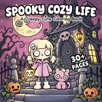 Spooky Cozy Life Coloring Book printable coloring book cover
