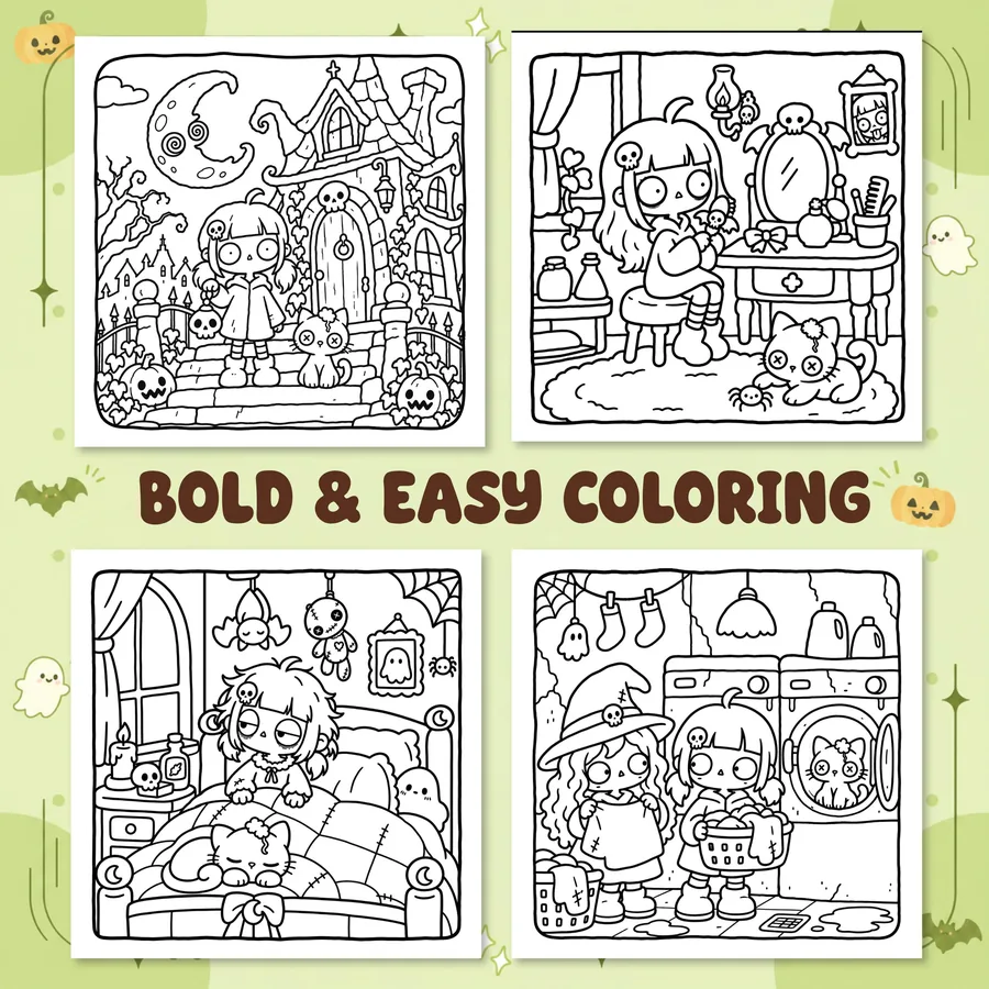 Spooky Cozy Life Coloring Book printable coloring book preview 4