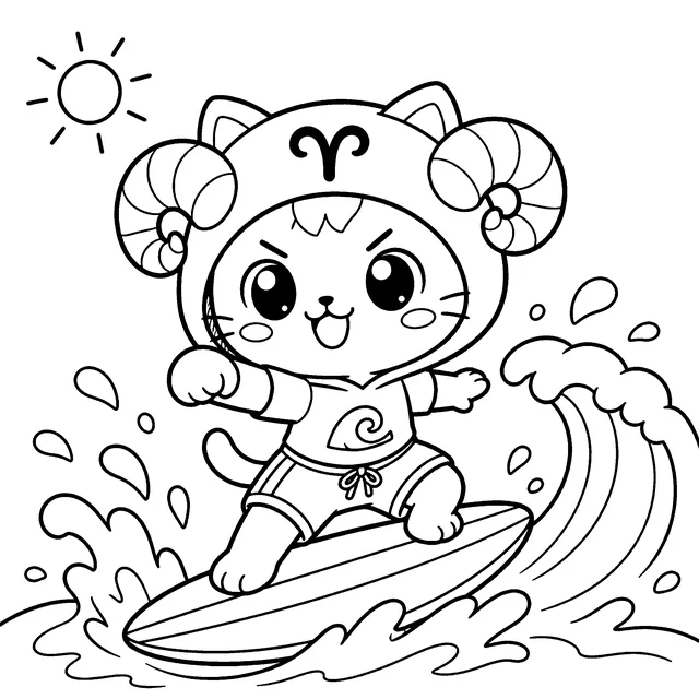 Printable Sunny Zodiac Coloring Book: free sample page 1 of 5